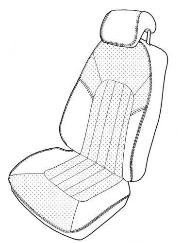 Mercedes 230 2003-2008, Seat Fnt Set, Leather, 481N Charcoal, Style #2, Sq Hole Perf Insert