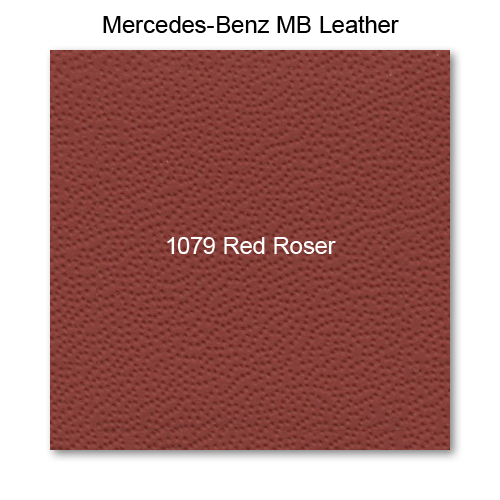 Mercedes 111 1960-1965, Seat Fnt Bottom, Leather, 1079 Roser Red, Bench Seat, Plain Insert, Blind Stitch
