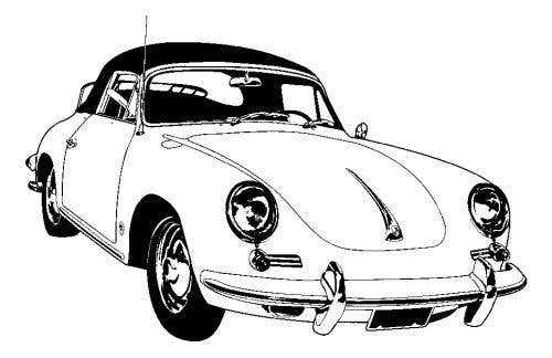Porsche 356 1955-1959, Seat Rear Bench Set, Wood Frame, Large Center Pleat