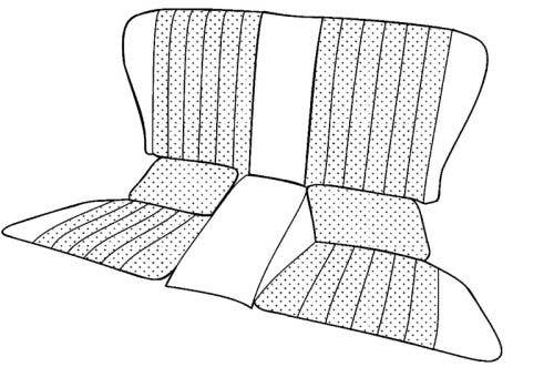 Mercedes 107 1980-1985, Seat Rr Bench Bottom, Leather, 451 Gray, SLC, Diamond Insrt, Single Stitch