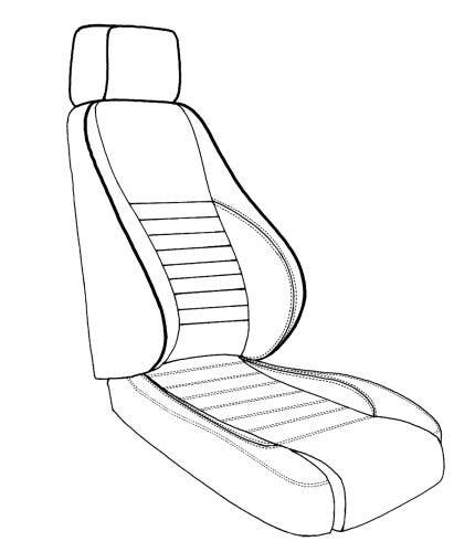 Jaguar, Seat Fnt Backrest, Leather, 4161E Saville Gray, Style #2, Piping, Blind Stitch Insrt, Plain