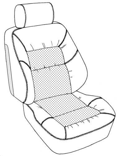 Mercedes 1994-1999, Seat Rr Backrest, Leather, 462-522 TuTone Special, Style #2, Perf, Lid Compartment