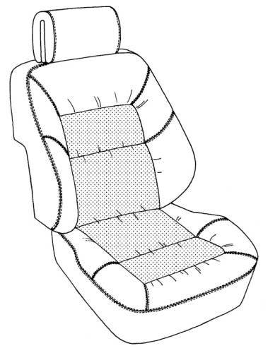Mercedes 140 1991-1999, Seat Fnt Backrest Rr Panel, Leather, 241 Black, Style #1