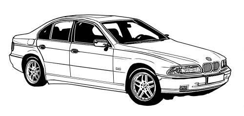 BMW E39 1999-2003, Headrest Rr, Leather, 0523 Jet Black