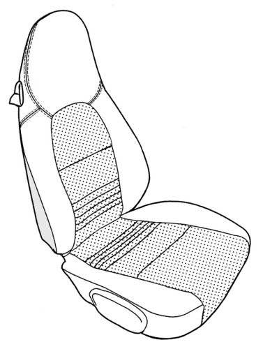 Porsche 911 1999-2005, Seat Fnt Backrest, Leather, 975 Space Gray, Style #1, Perf Insert